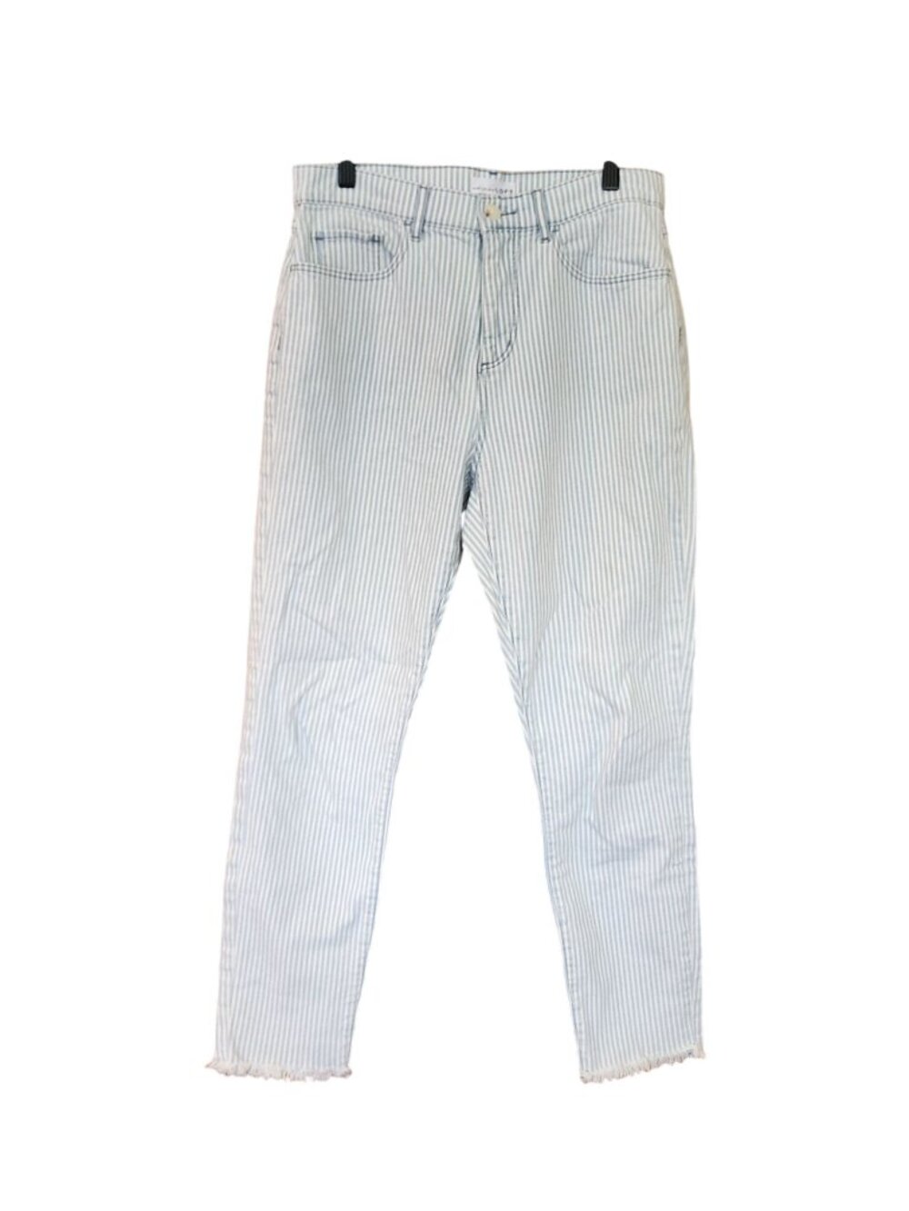 LOFT high-waisted blue white striped skinny crop jeans Womens Size 6 / 28